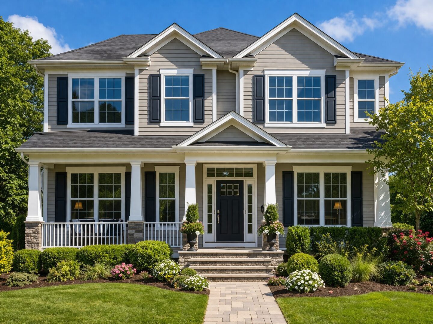 Beautiful home exterior with new windows enhancing curb appeal