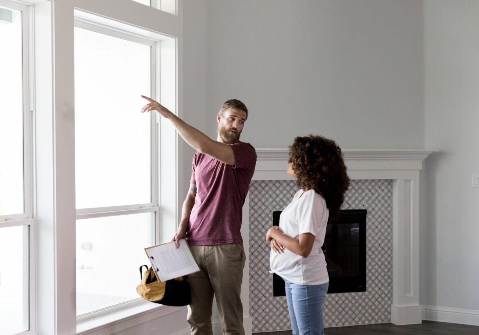 People evaluating house features together