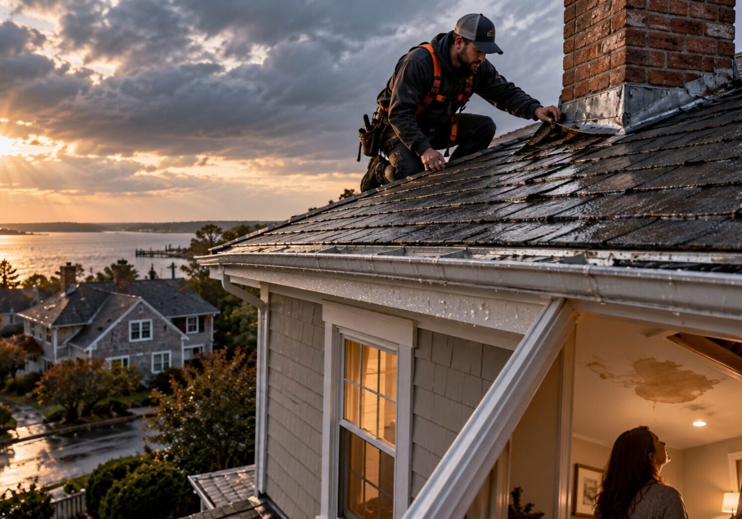 stormy day roof inspection